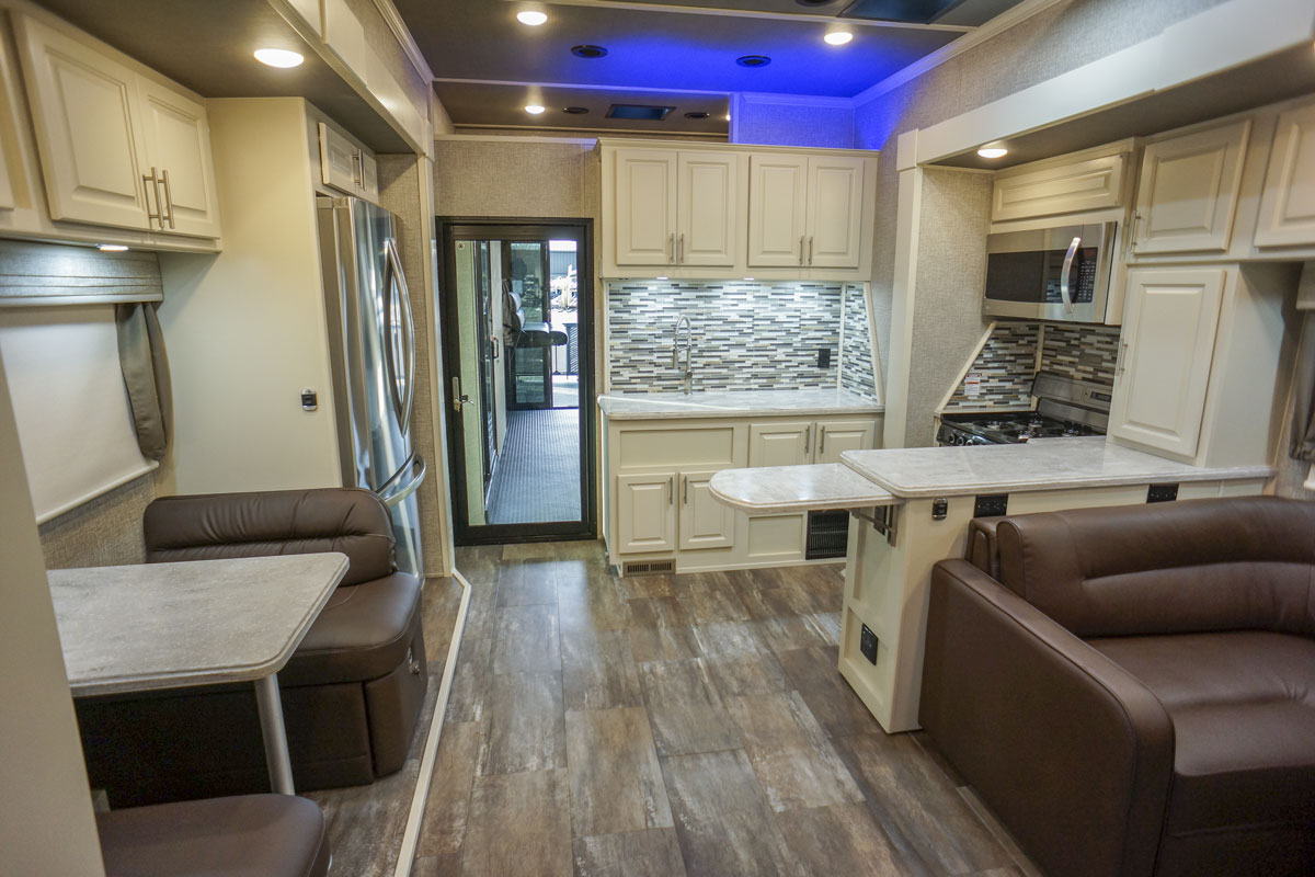 luxury toy hauler 5th wheel living room