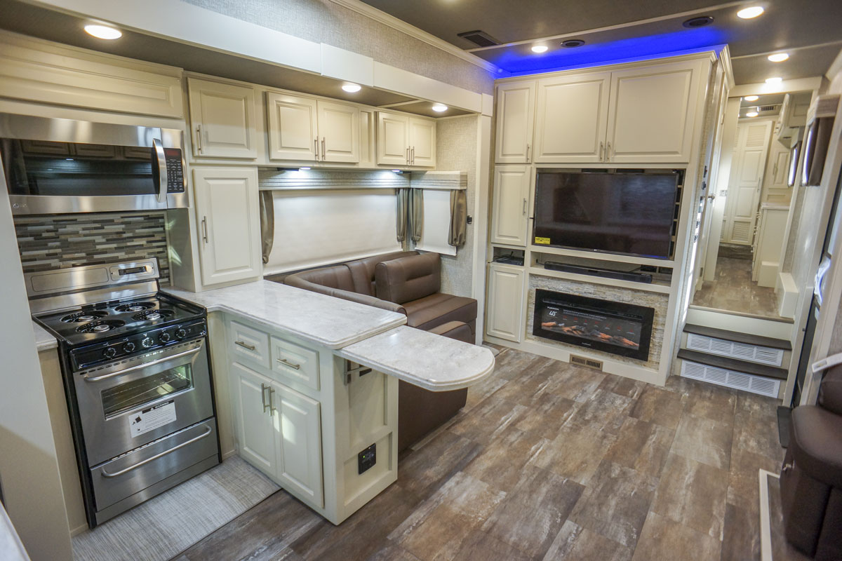 luxury toy hauler 5th wheel kitchen