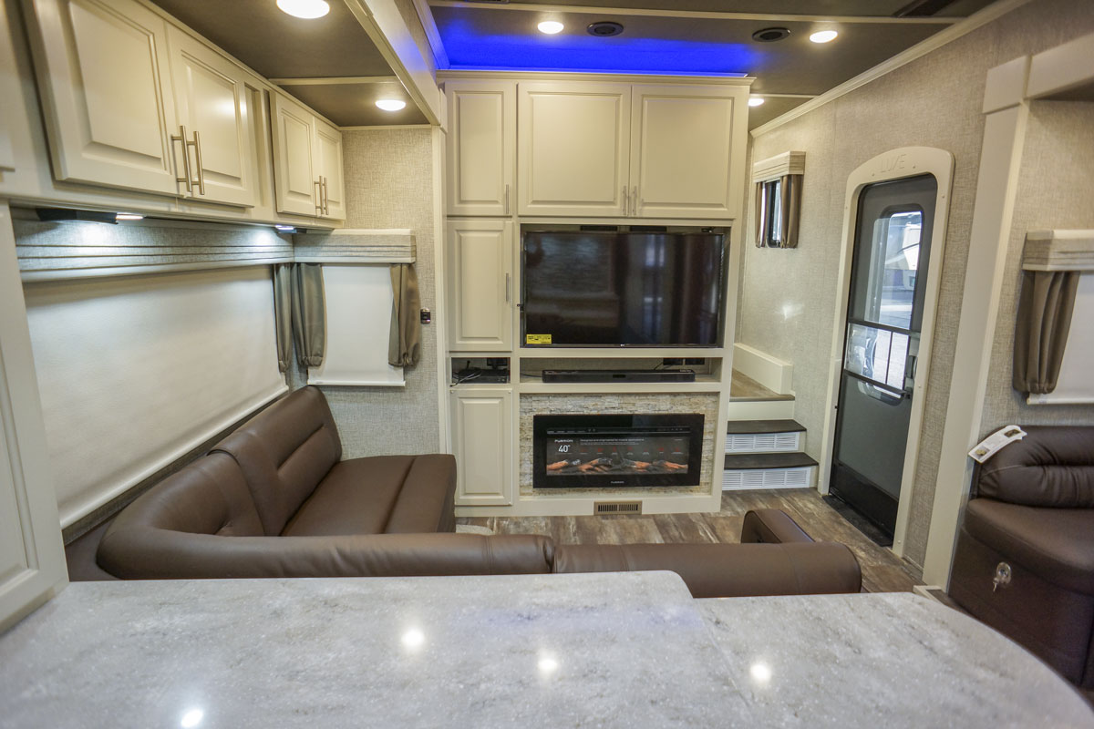 luxury toy hauler 5th wheel sofa